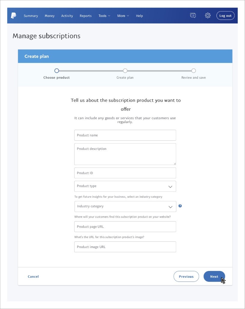 PayPal Subscription Setup Step 2