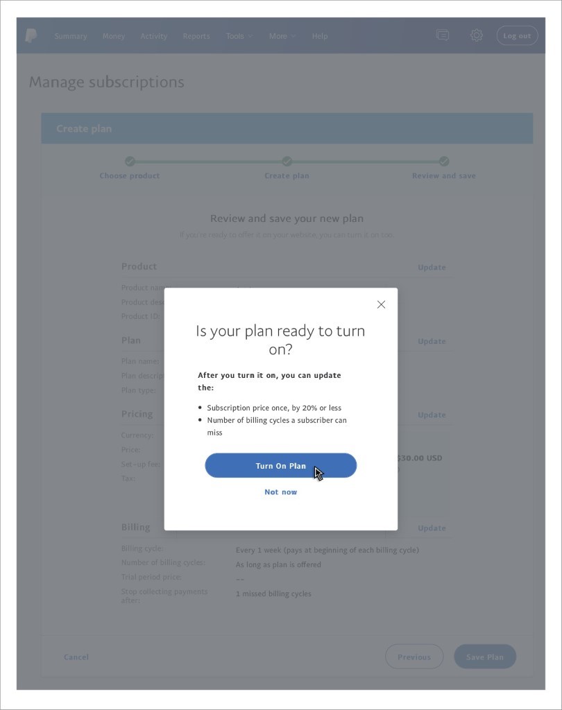 PayPal Subscription Setup Step 8