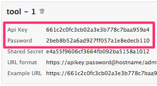 Shopify API Key and Password