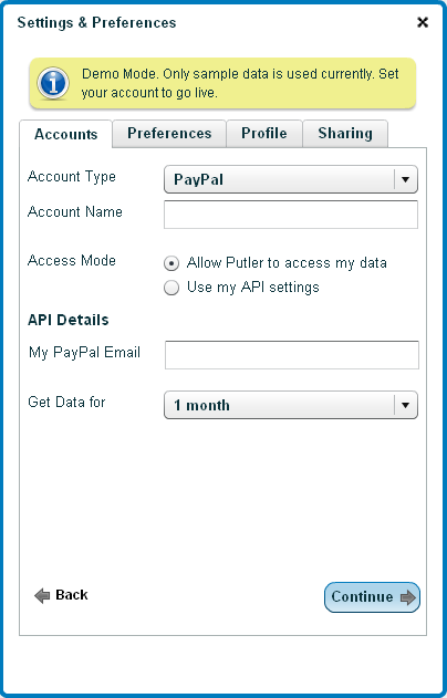 Filling Account Details