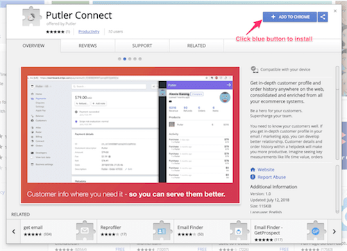 Putler Connect in Chrome Web Store