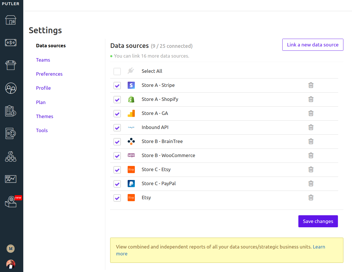 Add all your data sources to Putler and operate your business from a single place