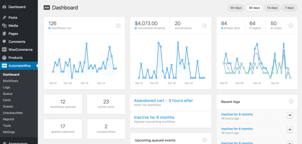 Automatedwoo dashboard