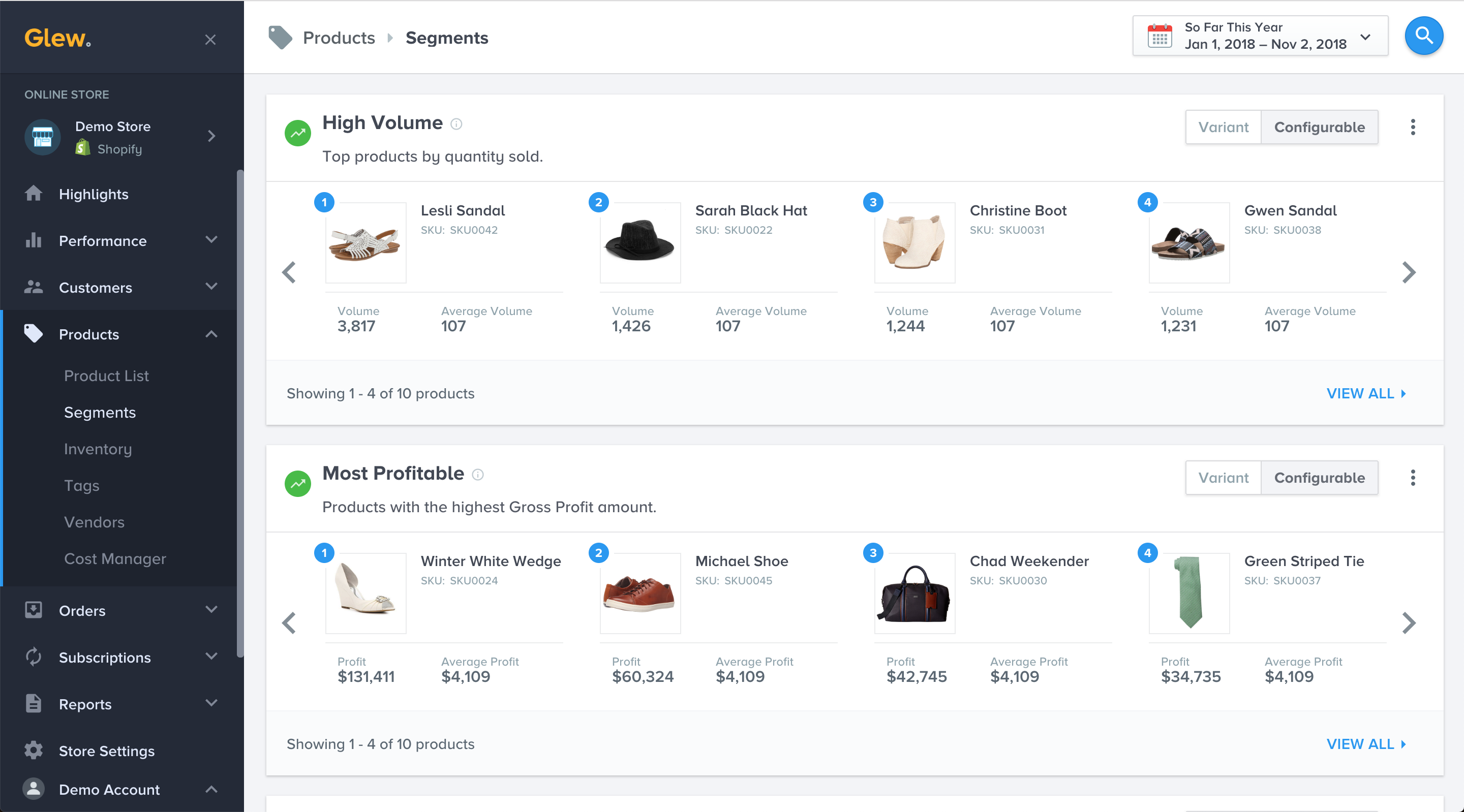 Glew Product Dashboard