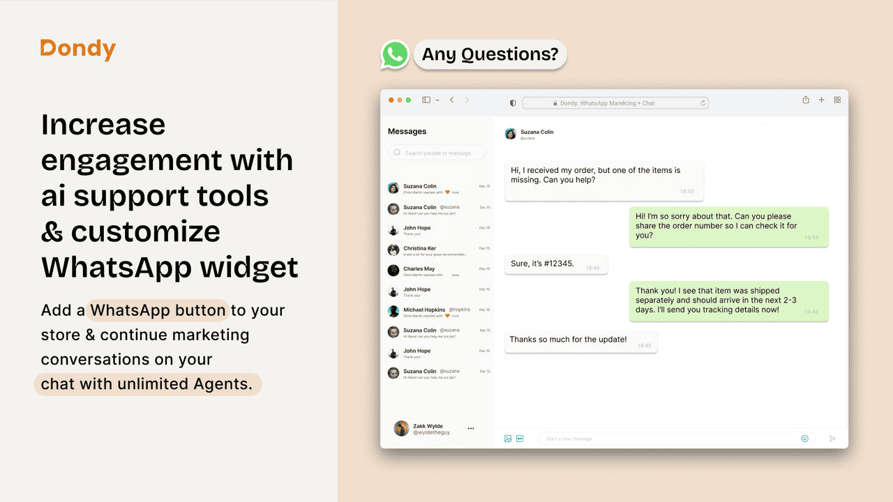 dondy whatsapp dashboard