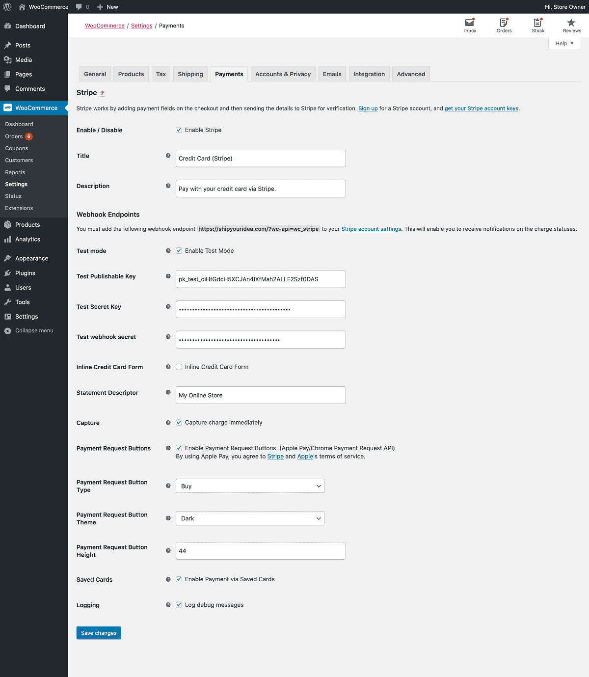 configuring WooCommerce Stripe