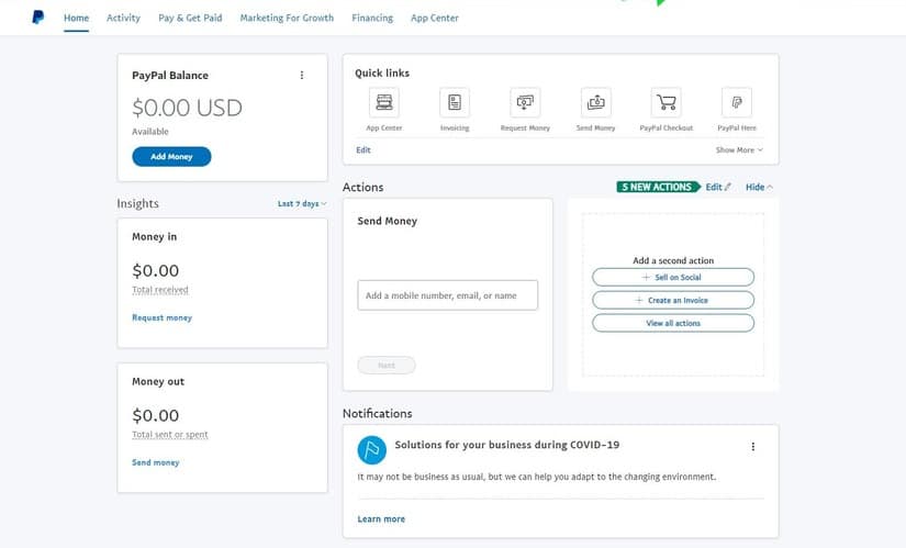 paypal dashboard