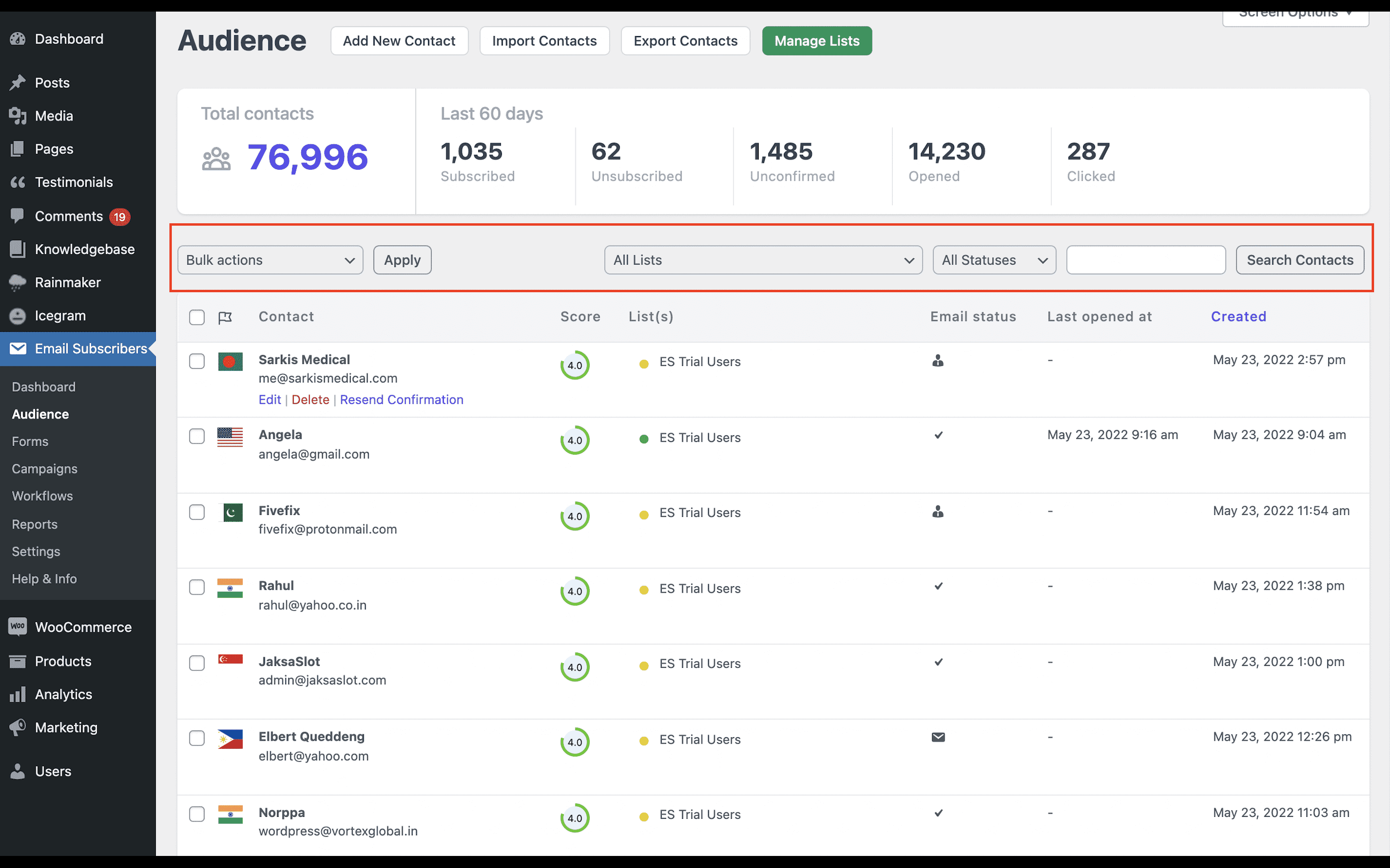 Icegram dashboard