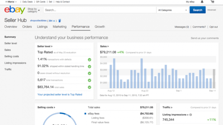 eBay dashboard