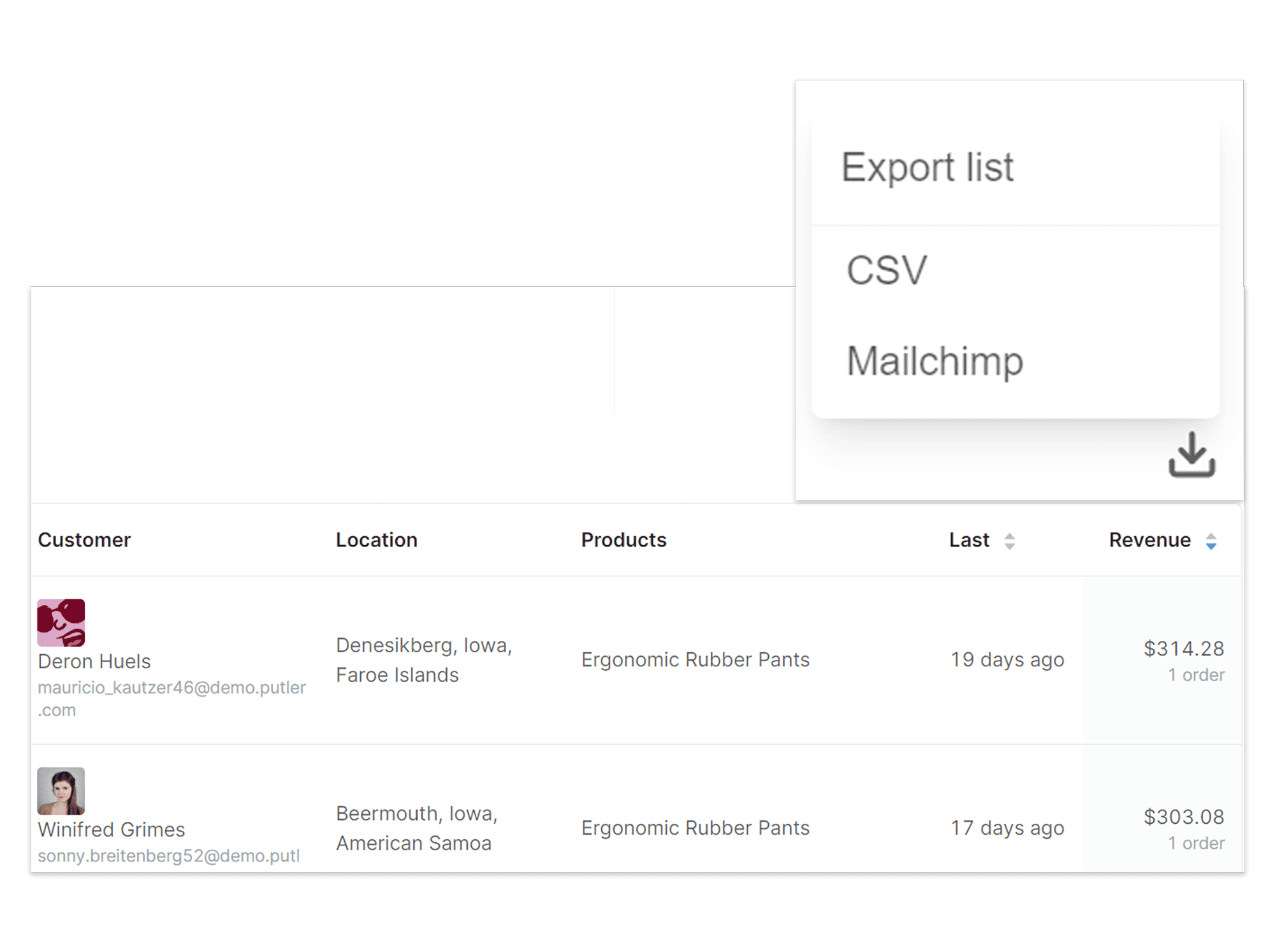 Direct Export to Mailchimp - Putler