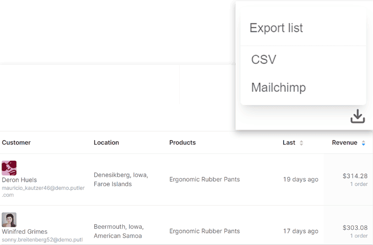 Direct Export to MailChimp - Putler