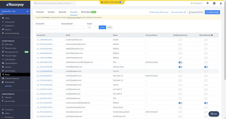 Razorpay Route - Razorpay multiple accounts