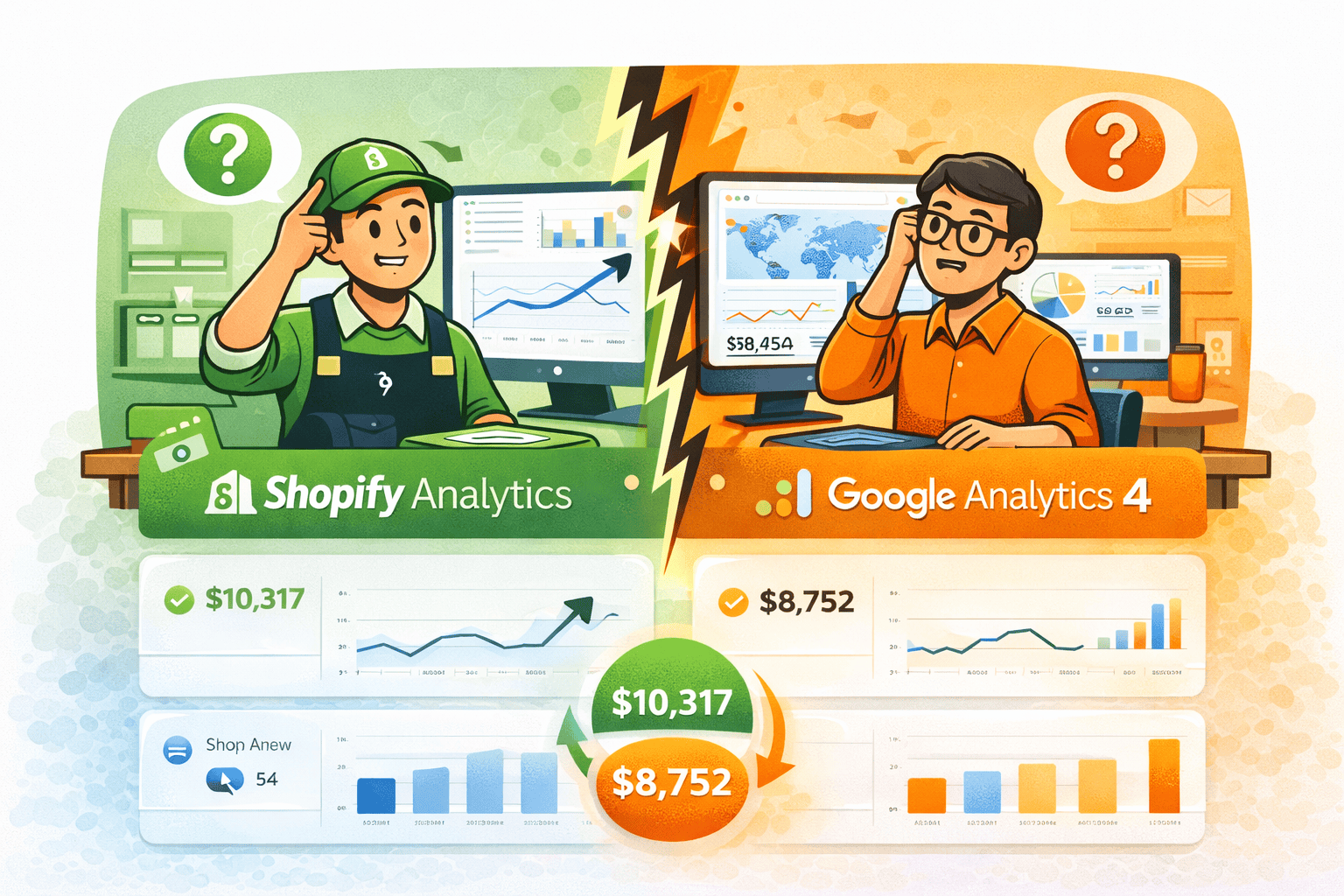shopify Analytic vs ga4 differences